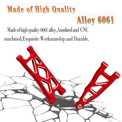 Aluminum Front Rear A Arms Upgrades Part for 1/18 Granite Grom Mega 380 Brushed 4x4 Monster Truck RTR,Alloy Front Rear Suspension A Arms Hops Up,8PCS,Red - color: Red(8pcs)