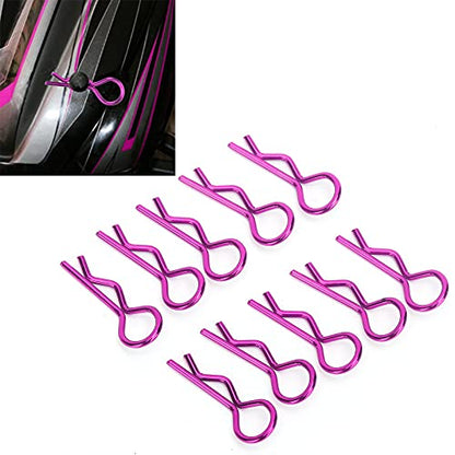 Qiilu Durable RC Body Clips for 1/5 1/6 /8 /10 RC Car - 10Pcs Metal Shell Clip Pins, Teardropshaped Pull Tabs (Purple) - color: Purple