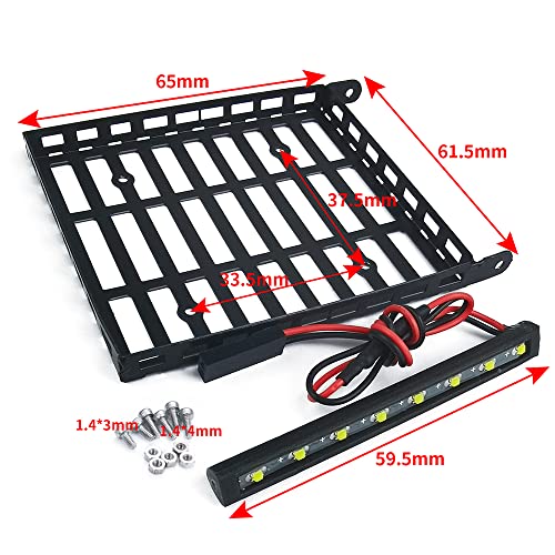 RC-Hub Metal Roof Rack Luggage Carrier with LED Light Bar for 1/24 Axial SCX24 AXI00005 RC Crawler Car