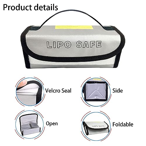 4PCS 185 * 75 * 60mm Lipo Battery Safe Bag Fireproof Charging Bag for RC Lipo Battery Pack Storage Charging Transport, Home Office Travel Lipo Safe Storage Pouch - size: 185x75x60mm (4 pcs)