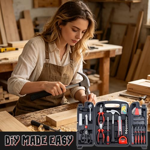 CARTMAN 140-Piece Household Tool Kit, Hand Tools Set with Organized Storage Case for Home DIY Repairs | All-in-one household tools for daily repairs & DIY projects. Portable design with tidy storage space. - style: 140 PC