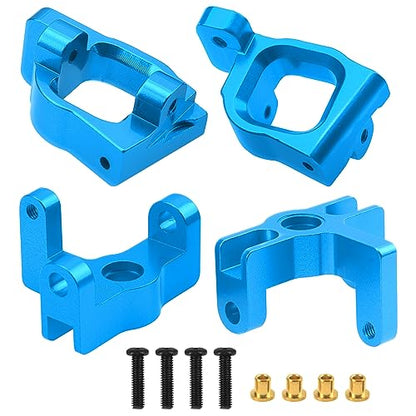 ShareGoo Aluminum Front Rear Swing Arm & Steering Knuckle Kit & Tie Rod Steering Servo Link Compatible with WLtoys 144010 144001 144002 1/14 RC Car (Blue) - color: Blue
