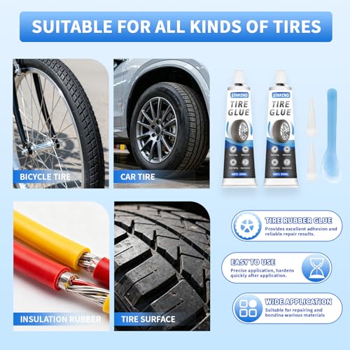 Tire Repair Glue Kit for Car, 3.53 Oz Tire Repair Adhesive | Waterproof & Heat-Resistant - Black Sidewall Rubber Cement for Car, Ideal for Tires Surface Cracks and Detachment