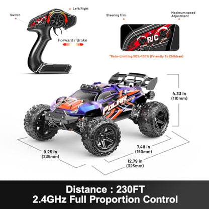RC Cars 1:14 All Terrain Off-Road RC Truck, 4WD Fast Remote Control Car 40+ KPH, 4X4 Waterproof RC Vehicle with 2 Rechargeable 1300 mAh Batteries and 2 Sets of Tires