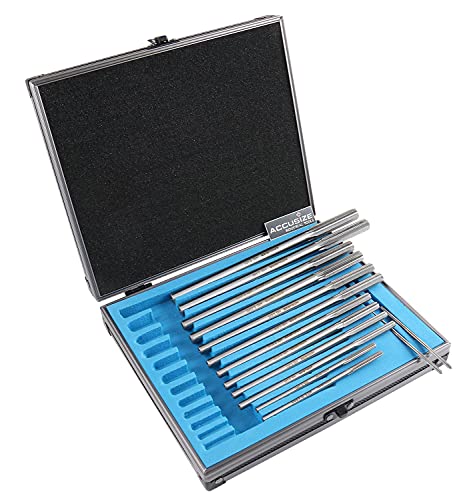 Accusize Industrial Tools Chucking Reamer Set, 0.1240" to 0.5010", 14 Pc | HSS M2 Premium, Straight Flute, Right Hand Cut, ANSI, Aluminum Case, 5528-SX00 - size: Over & Under Size 0.1240"-0.5010"