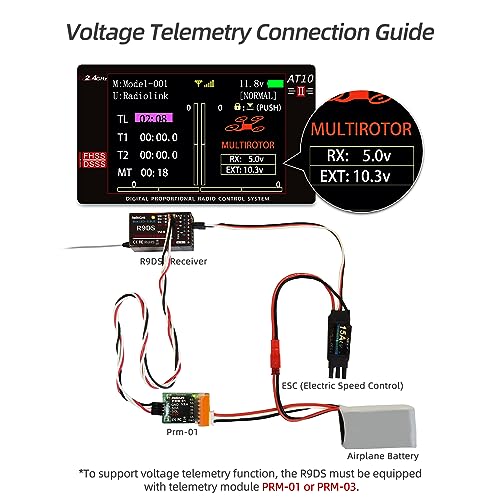 Radiolink R9DS 10 Channels 2.4GHz RC Receiver SBUS/PWM Long Range Control for Airplane/Car/Multirotors, Compatible with Transmitter AT9/AT9S/AT9S Pro/AT10II/AT10