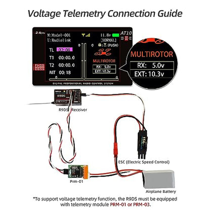 Radiolink R9DS 10 Channels 2.4GHz RC Receiver SBUS/PWM Long Range Control for Airplane/Car/Multirotors, Compatible with Transmitter AT9/AT9S/AT9S Pro/AT10II/AT10