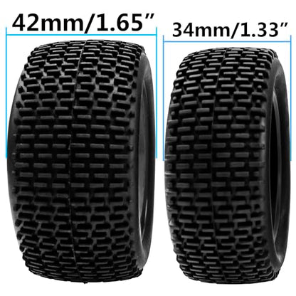 OD 88mm/3.46" Rubber Tire Front Rear Tyre & Plastic Wheel Rims 12mm Hex Hub Compatible with Redcat Tornado Shockwave HPI HSP Kyosho Losi 1/10 Scale Off Road Buggy (Black) - color: Black