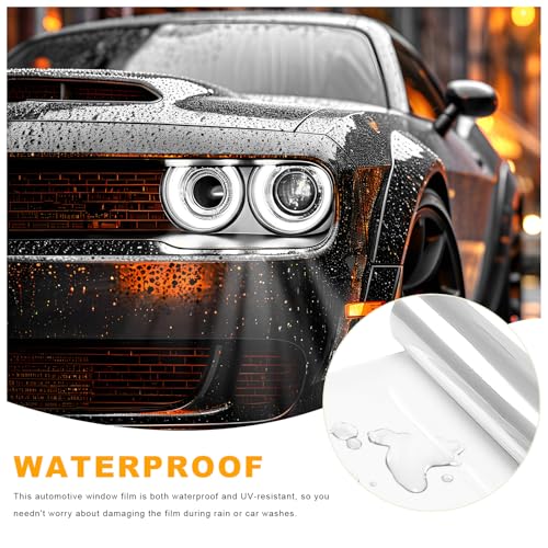 Car Headlight Vinyl Film, 48"×11.8" Self-Adhesive Car Headlight Tint Sticker with Squeegee & Cutter, Waterproof Wrap Film Roll for Vehicle Headlights Taillights Fog Lights (Transparent) - color: Transparent