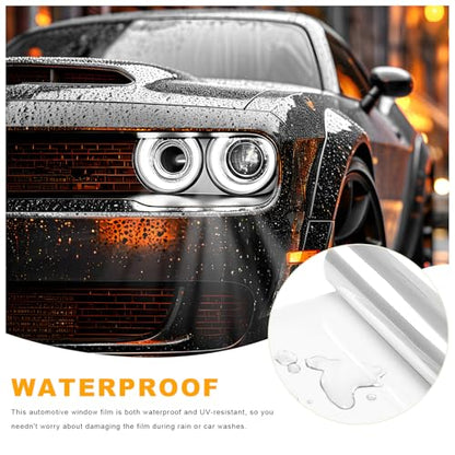 Car Headlight Vinyl Film, 48"×11.8" Self-Adhesive Car Headlight Tint Sticker with Squeegee & Cutter, Waterproof Wrap Film Roll for Vehicle Headlights Taillights Fog Lights (Transparent) - color: Transparent