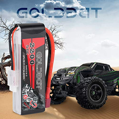 GOLDBAT 3S 2200mAh 11.1V 50C LiPo RC Battery with T Plug for RC Evader BX Car RC Truck RC Truggy RC Heli Airplane Drone