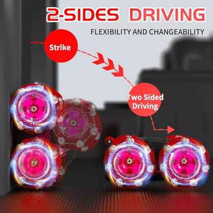 RC Gesture Sensing Stunt Car, 2.4 Ghz 4WD Remote Control Car, Cool Lighting and Music, Double-Sided Rotating Off-Road Vehicle 360° Flipping Car, Present for Boys and Girls Aged 6-12