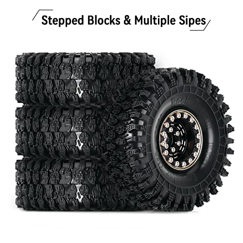 INJORA 1.0 Brass Beadlock Wheel and Tires for 1/18 TRX4M 1/24 SCX24 FCX24