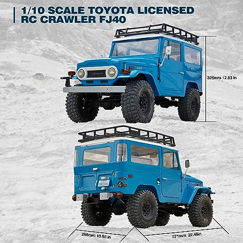 BEEZRC FMS 1/10 RC Crawler FJ40 Toyota Licensed RS 4WD 2.4G Model Rc Car Hobby 4x4 RC Rock Crawler Offroad RC Truck Remote Control Car with Transmitter for Adults (Blue) FMS11035RSBU - color: Blue