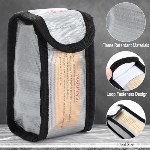 Aliceset 8 Pcs Lipo Battery Bag Lithium Battery Storage, Fireproof and Explosion Proof Bags Guard Safe Pouches 125 mm for Charging Home Travel Office Supplies - size: 125 x 50 x 64 mm