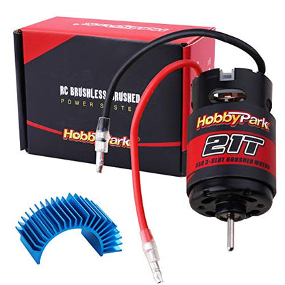 Hobbypark 21T Motor 550 Brushed Motors w/Heatsink for 1/10 RC Crawler Car Traxxas TRX4 TRX6 Axial SCX10 II III Redcat Gen7 Gen8 RC4WD - size: 21T