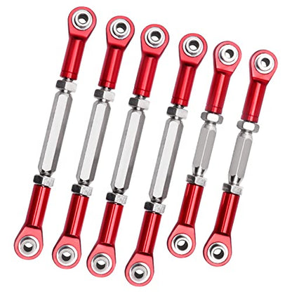 Hobbypark Steel Turnbuckles and Aluminum Camber Links Rod Ends Toe Links Set Linkage for Arrma 1/8 Typhon Mega 4x4 Option Parts (6PCS) (Red) - color: Red