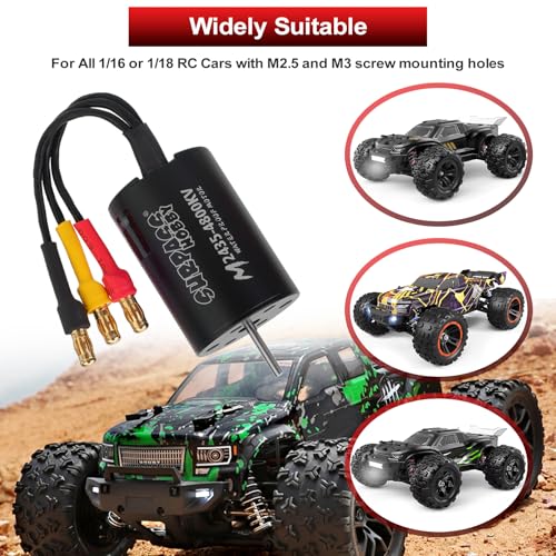1/16 1/18 RC Brushless Sensorless Motor 35A ESC Combo,2435 4800KV | Waterproof Sensorless Motor,Surpass Hobby,Electric Speed Controller Set,for RC Model Car Truck - size: 4800KV, style: 2435