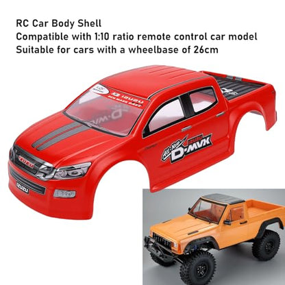 DAN&DRE RC Truck Body Shell Universal PVC 1/10 Remote Control Car Shell for 26cm Wheelbase RC Truck (Red) - color: Red
