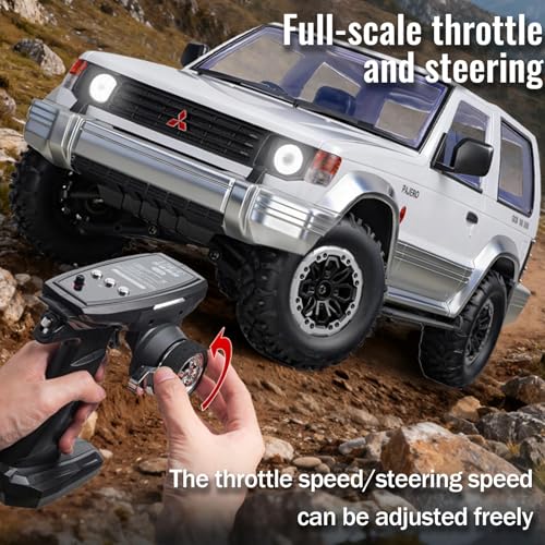 LDRC 1/14 RTR Remote Control Crawler LD1297S 4x4 RC Off Road Car 2Speed Gearbox Metal Gears 380 Brushed Motor 2.4G RC 17G Steering Servo for Adult Hobby (White)