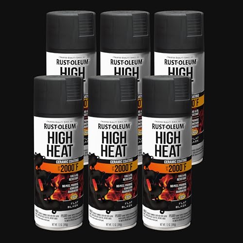 Rust-Oleum Automotive High Heat Spray Paint, Flat Black - color: Flat Black, size: 12 Ounce (Pack of 6)