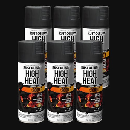 Rust-Oleum Automotive High Heat Spray Paint, Flat Black - color: Flat Black, size: 12 Ounce (Pack of 6)