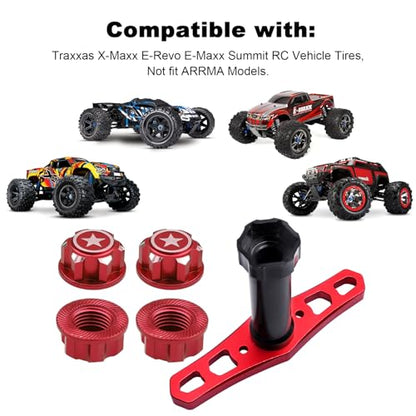 HobbyPark 17mm Hex Wheel Nuts Adapter with Wheel Hex Wrench Tool for Traxxas X-Maxx E-Revo E-Maxx Summit Monster Truck RC Tires (with Red Nuts) - color: With Red Nuts