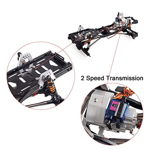 Chassis Frame Set Wheelbase 313mm with 2 Speed Transmission Reversed Front Axle for 1/10 RC Crawler Axial SCX10 II 90046 EX86100