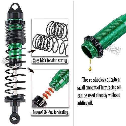 Big Bore RC Shocks Upgrades Part for 1/10 Rustler/Stampede 2WD, Aluminum A Arm & Caster Block & Steering Blocks & Rear Stub Axle Carriers & Adjustable Turnbuckles Camber Link,Green - color: Green/Axle Carriers-Arm-Link-shock