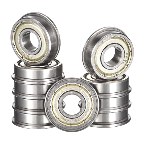 FR3ZZ Flanged Ball Bearing, ID 3/16" x OD 1/2 x Width 10/51" Miniature Bearings, Double Metal Shielded Deep Groove Bearings, Pre-Lubricated (GCr15) Chrome Steel 10pcs - size: FR3ZZ 3/16"x1/2x10/51"
