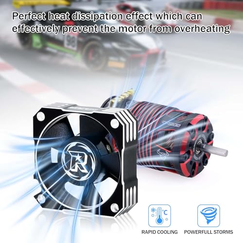 RC Motor Cooling Fan 35mm 21000RPM 8.4V Aluminum RC ESC Motor Cooling Fan for RC Car 1/8 1/10 Scale 3650 3660 3670 Brushless Motor (Black+Silver) - style: 2pack Silver