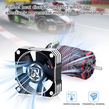 Surpass Hobby 35mm Cooling Fan 21000RPM 8.4V Aluminum RC Motor ESC Fan for 1/8 1/10 Scale RC Car 3650,3660,3670 Brushless Motor (Black+Silver) - style: Silver