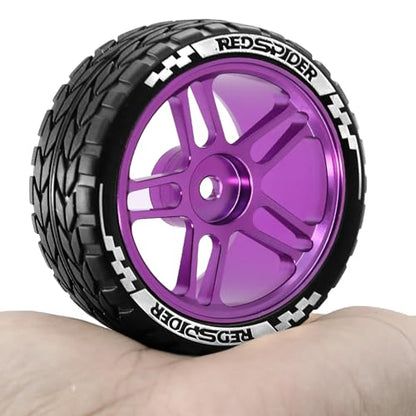 REDSPIDER RC Soft Rubber 1/10 On Road Tires 4PCS for Traxxas 4 Tec 2.0 Tamiya TT01 XV01 Kyosho WR8 Sakura WLtoys HPI HSP 1:10 RC Scale Touring On Road Racing Car Wheel Rims (Silvery) - color: Silvery