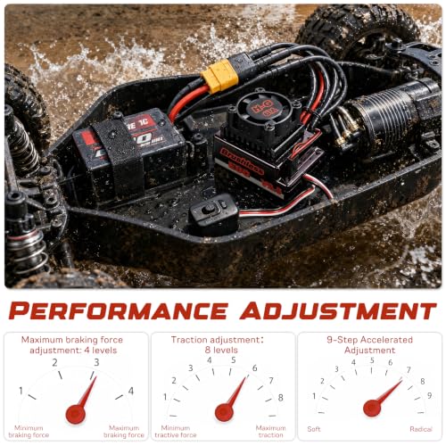 60A Waterproof Sensorless Brushless ESC with XT60 Plug 6V/6A BEC, Electronic Speed Controller Upgrade for 1/10 RC Car Buggy Short Course Truck Monster Truck
