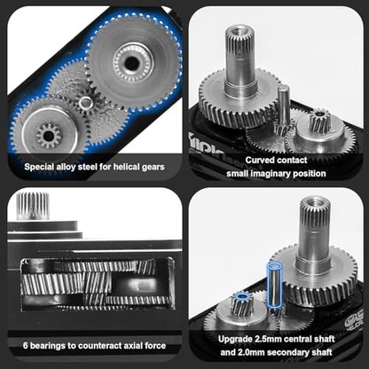 GOUPRC 70kg High Torque 8.4V Metal Oblique Gear High Speed Servo IP68 Waterproof Upgraded All Aluminum Case for 1/8 1/10 1/12 RC Car Crawler Boat Robot (X70S 70kgServo)