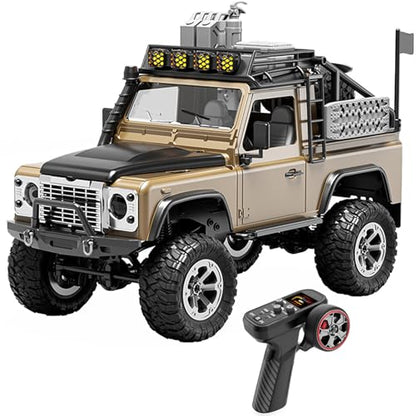 KF90 1/12 Scale 4WD RC Rock Crawler, All-Terrain Off-Road Truck with 2.4GHz Full Proportional Control, LED Lights, 7.4V 1200mAh, Waterproof RTR Hobby Grade RC Car for Adults, Yellow - color: Yellow