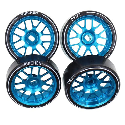 4PCS 27Mm Hard Drift Metal Wheel Rim Tyres Compatible with Wltoys 284131 K969 K979 K989 Kyosho Mini-Z 1/28 RC Car Parts（Blue） - color: Blue
