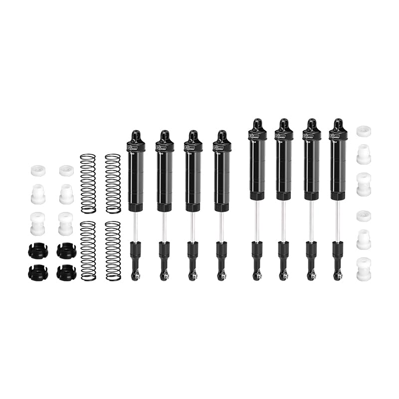 GPM 6061-T6 Alloy Front & Rear Complete Internal Spring Shock Set (130Mm And 134Mm) For 1/8 Lmt 2.0 Grave Digger 4X4 Solid Axle Brushless Monster Truck-Los04028 (Black) - color: Black