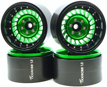Super Heavy Rc 1.9 Beadlock Wheels Offsets -10mm Rims for 1/10 RC Crawler (Green) XX - color: Green