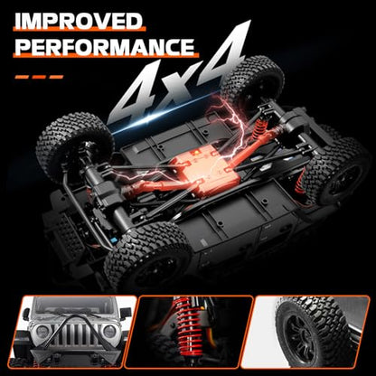 ARRIS MN128 1/12 RC Rock Crawler 4WD Off-Road Jeep RTR Truck | Wrangler Style Body, Full Proportional Control, LED Lights, Trail Ready - color: Gray