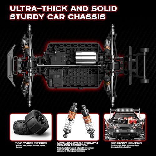 YESHIN 1:14 Scale All Terrain RC Cars - 40km/h High Speed Remote Control Car, 4X4 Waterproof Off-Road Truck with 2 Rechargeable Batteries, Realistic Racing Truck for Adult Kids