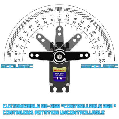 70kg Digital Servo 8.4V 180° Brushless RC Servo Motor High Torgue Waterproof IP68 Steel Helical Gear with 25T Servo Arm 1/8, 1/10 RC Car Robot Boat