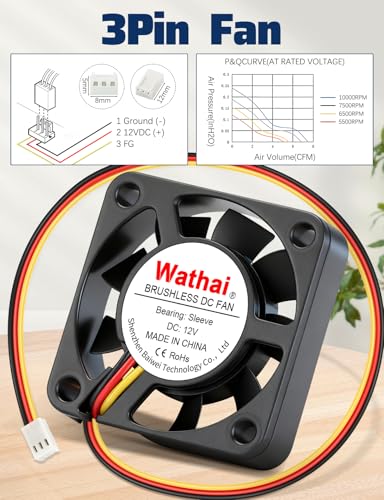 Wathai 2 pcs 40mm x 10mm DC Brushless Fan 12V 3Pin Cooling for 3D Printing, PC Computer Case, CPU Replacement, Graphics Card, Raspberry PI - style: 12V 3P Sleeve