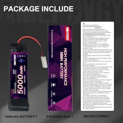 8.4V RC NiMH Battery 5000mAh Capacity Rechargeable 7-Cell Flat Battery Pack with TMY Plug(2 Packs) - color: 8.4V-2