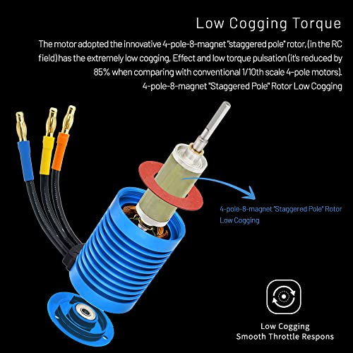 Globact Brushless Motor 3650 4390KV for 1/10 Slash Redcat Arrma Axial HSP | Sensorless, Waterproof