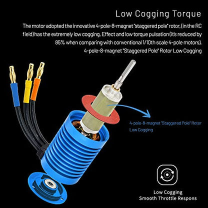 Globact Brushless Motor 3650 4390KV for 1/10 Slash Redcat Arrma Axial HSP | Sensorless, Waterproof