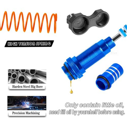 RC Aluminum Front Rear Big Bore RC Shock Absorber Upgrades Part for 1/10 Slash,Stampede,Rustler,Hoss 2WD 4X4 VXL,Alloy 4PCS RC Shocks w/Golden spring,Navy Blue - color: Navy Blue- (RC Shocks)
