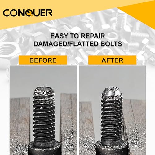 CONQUER Deburring External Chamfer Tool, Tungsten Blade, Fits 1/8"-3/4" | For Steel, Copper, Brass, Aluminum, PVC & Wood. 1/4" quick-release shank, spark-free 0-400 RPM. Repairs bolts, rods & pipes - size: PREMIUM TUNGSTEN Blade 1/8"-3/4"(3mm-19mm)