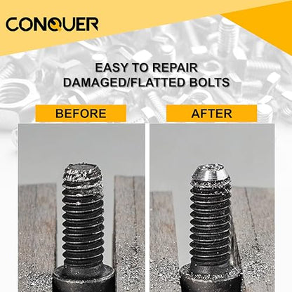 CONQUER Deburring External Chamfer Tool, Tungsten Blade, Fits 1/8"-3/4" | For Steel, Copper, Brass, Aluminum, PVC & Wood. 1/4" quick-release shank, spark-free 0-400 RPM. Repairs bolts, rods & pipes - size: PREMIUM TUNGSTEN Blade 1/8"-3/4"(3mm-19mm)