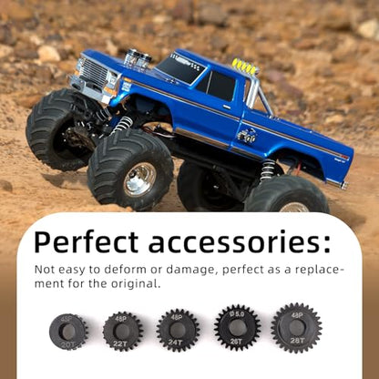 Flylin 5-Piece 48DP Pinion Gear Set, RC Motor Gears for Climbing Cars | 20T, 22T, 24T, 26T, 28T, Hardened Steel with 5mm Hole, Suitable for 1/10 RC Brushless Motors